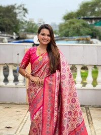 PAITHANI_HOUSE251 Kanjivaram Silk Saree � Soft Silk with Meenakari Zari Weaving & Rich Swan Border Pallu - RANI