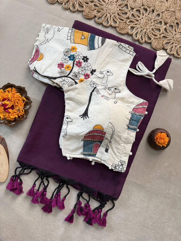 PAITHANI_HOUSE11 Latest Khadi Saree, Adjustable Blouse, Stitched Blouse -CF- 198 - FREE, WINE