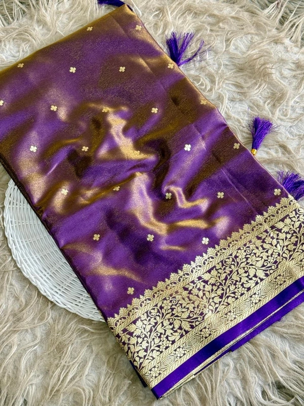 Luxury Glass Satin Silk Saree | Traditional Banarasi Weave with Lustrous Finish and Designer Pallu