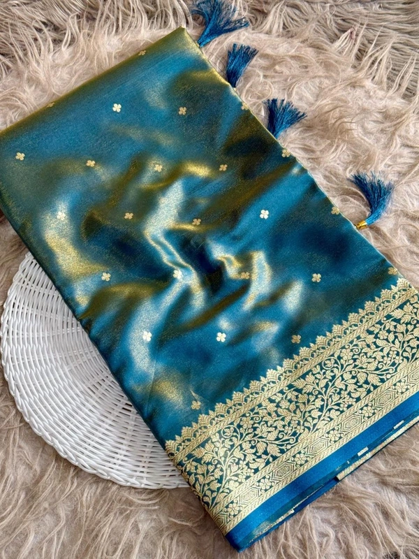 Luxury Glass Satin Silk Saree | Traditional Banarasi Weave with Lustrous Finish and Designer Pallu