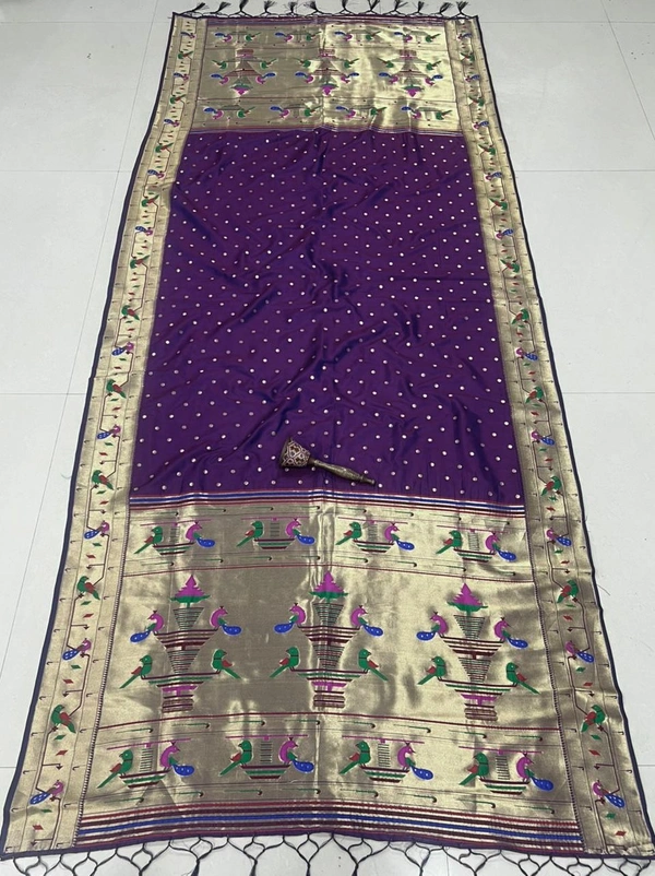 Luxury Wine Soft Silk Dupatta with Classic Zari Buti Work and Grand Peacock Motif Heavy Border - 2.5mt, Wine