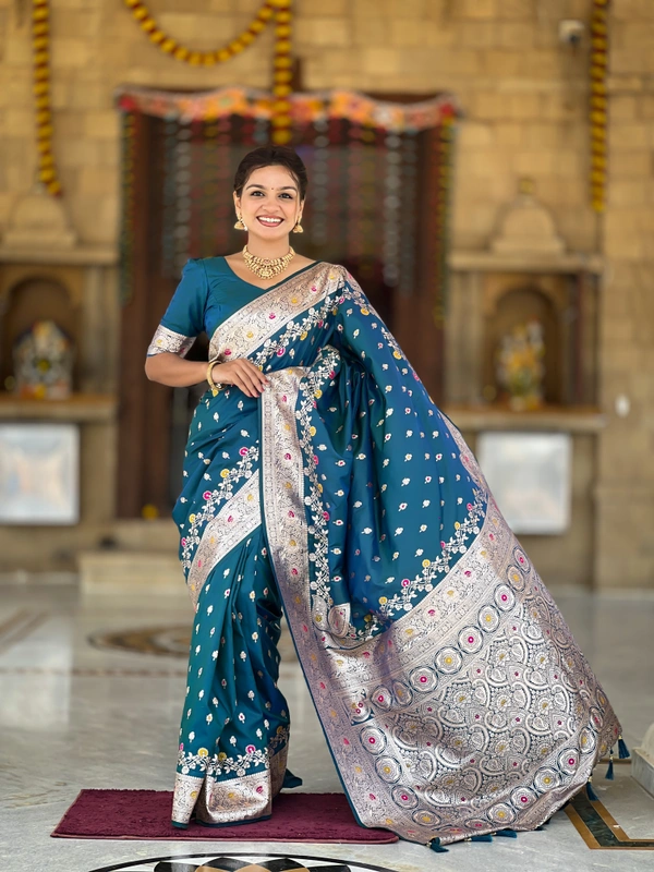 PAITHANI_HOUSE264 New Luxury Banarasi Soft Silk Saree with Rich Meenakari Pallu & Weaving Borde-BANARASI - 7 - MORPICH