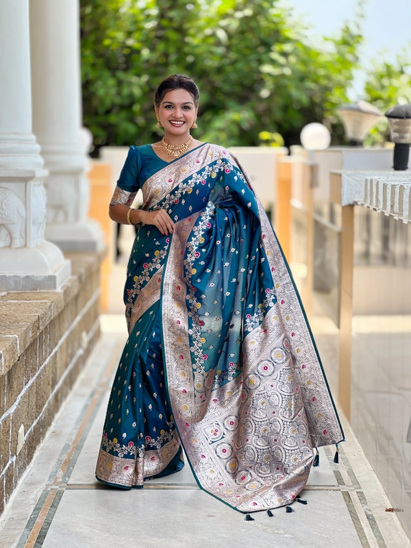 PAITHANI_HOUSE264 New Luxury Banarasi Soft Silk Saree with Rich Meenakari Pallu & Weaving Borde-BANARASI - 7 - MORPICH