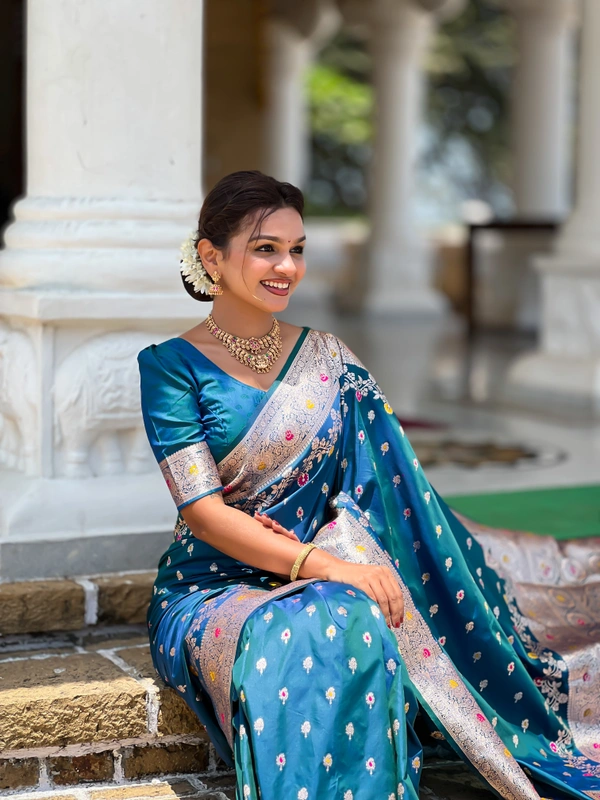 PAITHANI_HOUSE264 New Luxury Banarasi Soft Silk Saree with Rich Meenakari Pallu & Weaving Borde-BANARASI - 7 - MORPICH