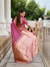 PAITHANI_HOUSE265 New Luxury Banarasi Soft Silk Saree with Rich Meenakari Pallu & Weaving Borde-BANARASI - 7 - ONION