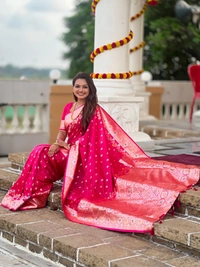 PAITHANI_HOUSE267 New Luxury Banarasi Soft Silk Saree with Rich Meenakari Pallu & Weaving Borde-BANARASI - 7 - RANI PINK