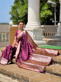PAITHANI_HOUSE268 New Luxury Banarasi Soft Silk Saree with Rich Meenakari Pallu & Weaving Borde-BANARASI - 7 - WINE