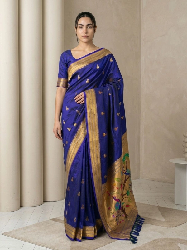 Original Jhumkha Paithani Silk Saree �  Collection with Rich Woven Brocade Blouse