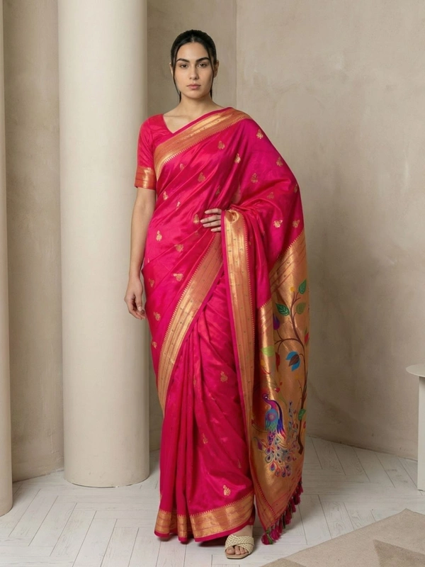 Original Jhumkha Paithani Silk Saree �  Collection with Rich Woven Brocade Blouse