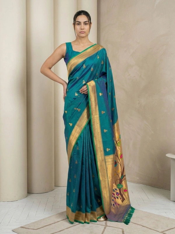 Original Jhumkha Paithani Silk Saree �  Collection with Rich Woven Brocade Blouse