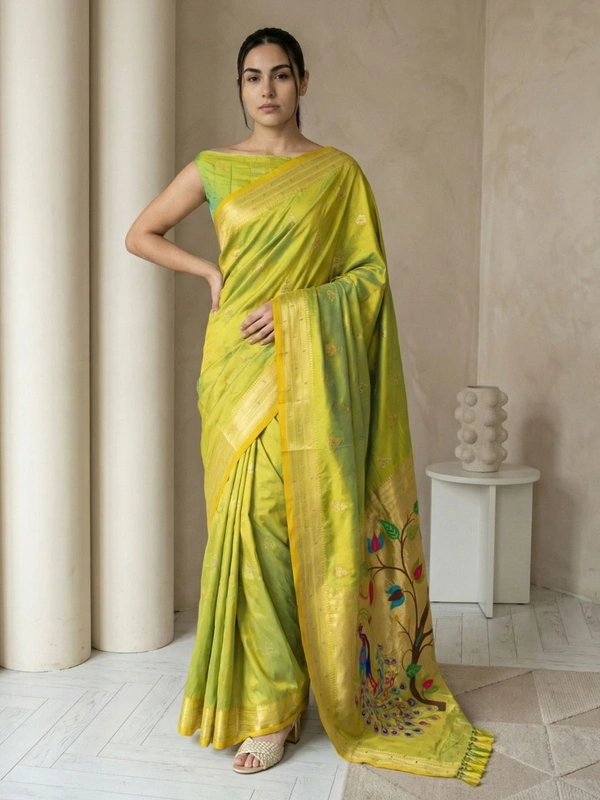Original Jhumkha Paithani Silk Saree �  Collection with Rich Woven Brocade Blouse