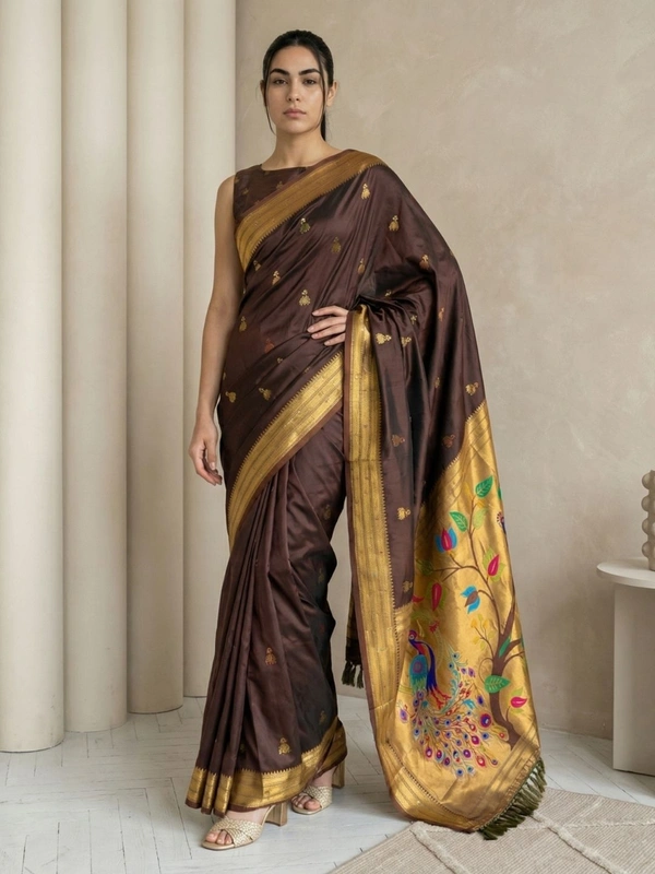 Original Jhumkha Paithani Silk Saree �  Collection with Rich Woven Brocade Blouse