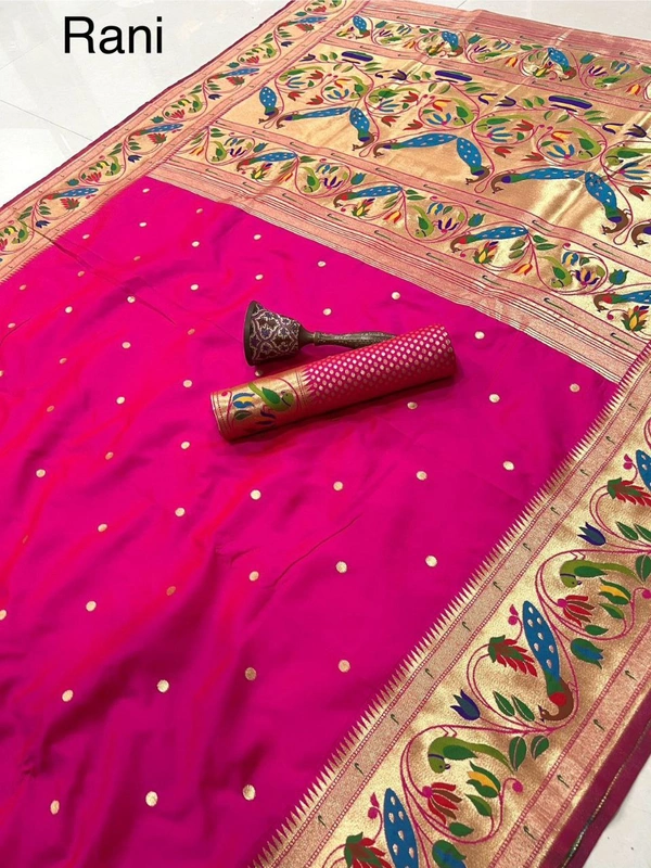 PAITHANI_HOUSE189 Paithani Silk Saree: Traditional Zari Weaving Paithani Saree with Peacock Border & Butti Work | Festive & Wedding Collection - RANI