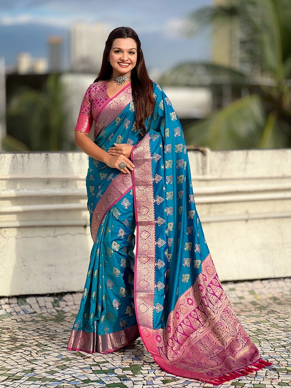 Patola Silk Saree with Meenakari Bandhani Weaves & Rich Zari Pallu