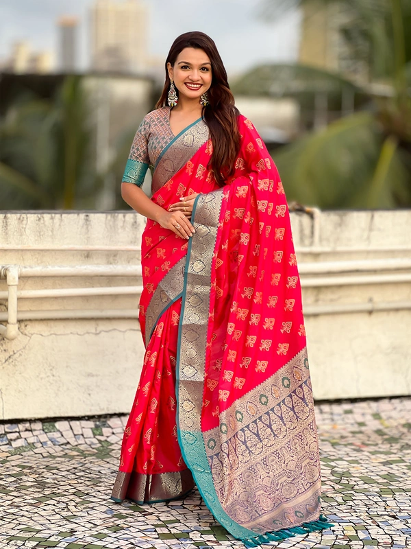 Patola Silk Saree with Meenakari Bandhani Weaves & Rich Zari Pallu