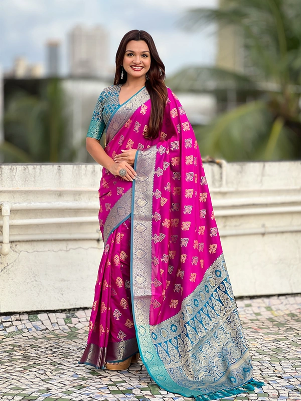 Patola Silk Saree with Meenakari Bandhani Weaves & Rich Zari Pallu