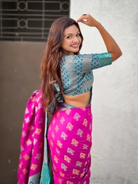 Patola Silk Saree with Meenakari Bandhani Weaves & Rich Zari Pallu - FREE, PURPLE