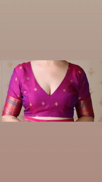 Premium Banarasi Soft Silk Saree with Gold Zari Zigzag Geometric Weaves - FREE, RAMA