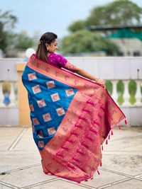 PAITHANI_HOUSE315 Premium Banarasi Soft Silk Saree with Rich Contrast Pallu & Blouse - APURVA SILK - FIROZI