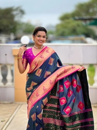 PAITHANI_HOUSE318 Premium Banarasi Soft Silk Saree with Rich Contrast Pallu & Blouse - APURVA SILK - MORPICH