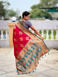 PAITHANI_HOUSE320 Premium Banarasi Soft Silk Saree with Rich Contrast Pallu & Blouse - APURVA SILK - RANI PINK