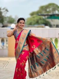 PAITHANI_HOUSE320 Premium Banarasi Soft Silk Saree with Rich Contrast Pallu & Blouse - APURVA SILK - RANI PINK