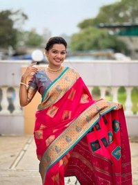 PAITHANI_HOUSE320 Premium Banarasi Soft Silk Saree with Rich Contrast Pallu & Blouse - APURVA SILK - RANI PINK