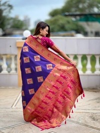 PAITHANI_HOUSE321 Premium Banarasi Soft Silk Saree with Rich Contrast Pallu & Blouse - APURVA SILK - VIOLET