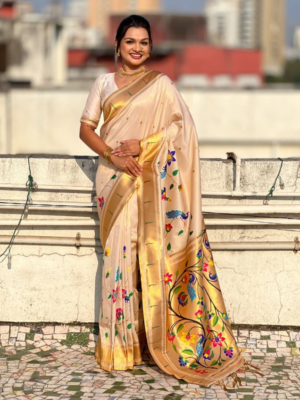 Premium  Collection: Original Tissue Silk Paithani with Traditional Meenakari Pallu