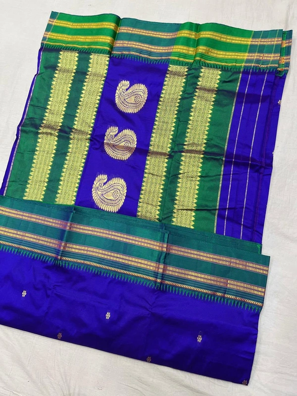 Premium Festive Collection Handloom Narayanpeth Silk Saree - Free, Royal Blue8