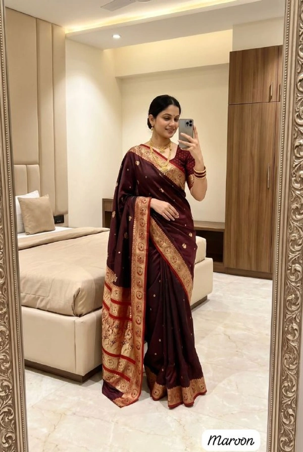 Premium Peshwai Paithani Soft Satin Silk Saree with Meenakari Pallu and Peacock Zari Weaving