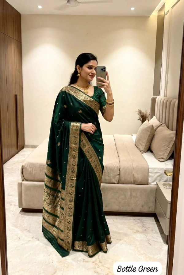 Premium Peshwai Paithani Soft Satin Silk Saree with Meenakari Pallu and Peacock Zari Weaving