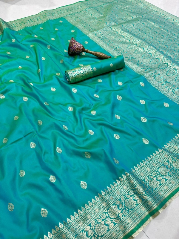 Premium Soft Banarasi Silk Saree with Elegant Silver Zari Weaving and Designer Floral Pallu