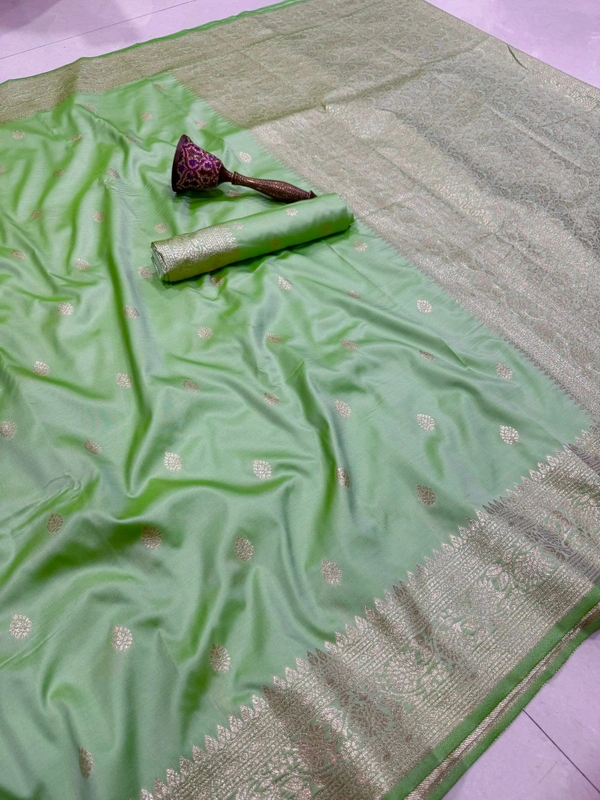 Premium Soft Banarasi Silk Saree with Elegant Silver Zari Weaving and Designer Floral Pallu