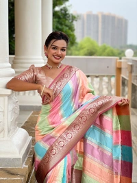 PAITHANI_HOUSE244 Premium Soft Silk Saree � Meenakari Zari Design with Contrast Border & Tassel Finish - MULTI COLOUR - MAROON