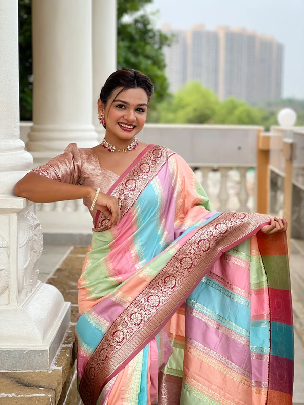 PAITHANI_HOUSE244 Premium Soft Silk Saree � Meenakari Zari Design with Contrast Border & Tassel Finish - MULTI COLOUR - MAROON