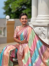 PAITHANI_HOUSE244 Premium Soft Silk Saree � Meenakari Zari Design with Contrast Border & Tassel Finish - MULTI COLOUR - MAROON