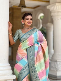 PAITHANI_HOUSE245 Premium Soft Silk Saree � Meenakari Zari Design with Contrast Border & Tassel Finish - MULTI COLOUR - MORPICH