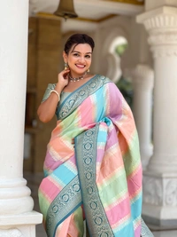 PAITHANI_HOUSE245 Premium Soft Silk Saree � Meenakari Zari Design with Contrast Border & Tassel Finish - MULTI COLOUR - MORPICH