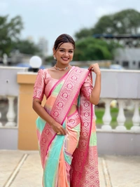 PAITHANI_HOUSE247 Premium Soft Silk Saree � Meenakari Zari Design with Contrast Border & Tassel Finish - MULTI COLOUR - RANI PINK