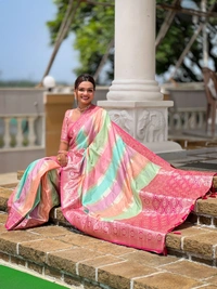 PAITHANI_HOUSE247 Premium Soft Silk Saree � Meenakari Zari Design with Contrast Border & Tassel Finish - MULTI COLOUR - RANI PINK