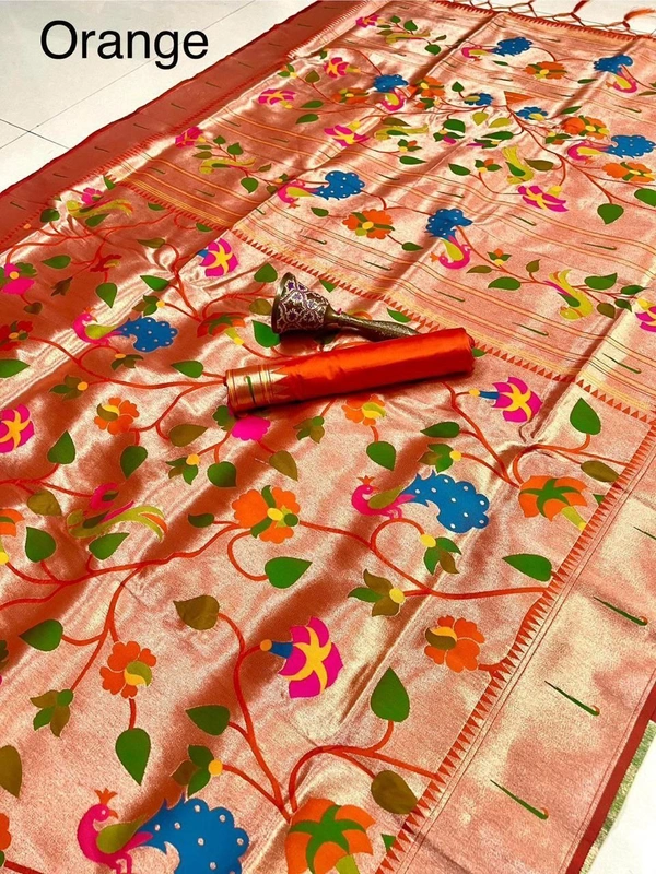 PAITHANI_HOUSE459 "Pure Kanchipuram Silk Saree – Full Body Weaving | Wedding Special | Lakhani Paithani  Collection - ORANGE