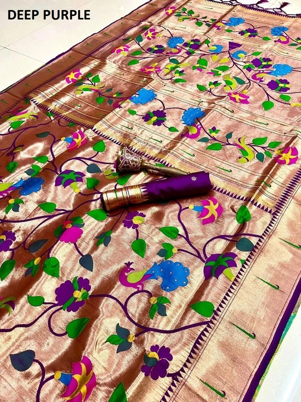 PAITHANI_HOUSE460 "Pure Kanchipuram Silk Saree – Full Body Weaving | Wedding Special | Lakhani Paithani  Collection - DEEP PURPLE