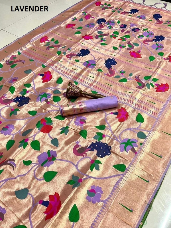 PAITHANI_HOUSE461 "Pure Kanchipuram Silk Saree – Full Body Weaving | Wedding Special | Lakhani Paithani  Collection - LAVENDER