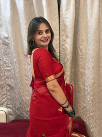 Pure Linen Silk Saree featuring Traditional Jamdani Weaving and Rich Tissue Zari Pallu - FREE, Red