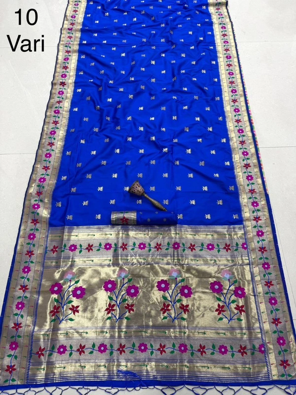 PAITHANI_HOUSE140 Pure Paithani Kanchivaram Saree with Original Zari & Heavy Minakari Work-  10 Yard - FREE, Royal Blue