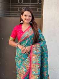 Pure Viscose Silk Saree with Meenakari Zari Jaal & Traditional Pallu - FREE, RAMA