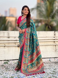 Pure Viscose Silk Saree with Meenakari Zari Jaal & Traditional Pallu - FREE, RAMA