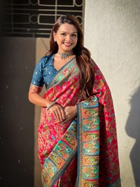 Pure Viscose Silk Saree with Meenakari Zari Jaal & Traditional Pallu - FREE, PINK