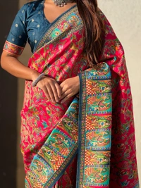Pure Viscose Silk Saree with Meenakari Zari Jaal & Traditional Pallu - FREE, PINK